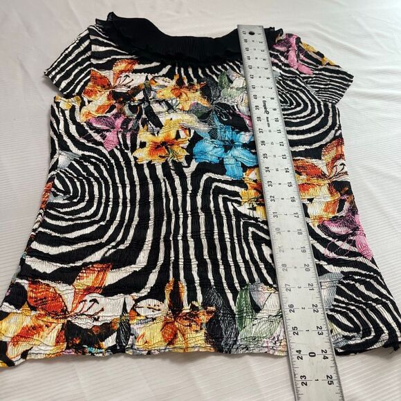 Alberto Makali Top VTG Y2k Zebra Multicolor Blouse Top Size Large - Picture 5 of 5